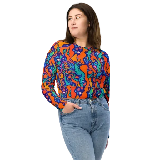 Chromatic Tidal Pool on a Long Sleeve Crop Top