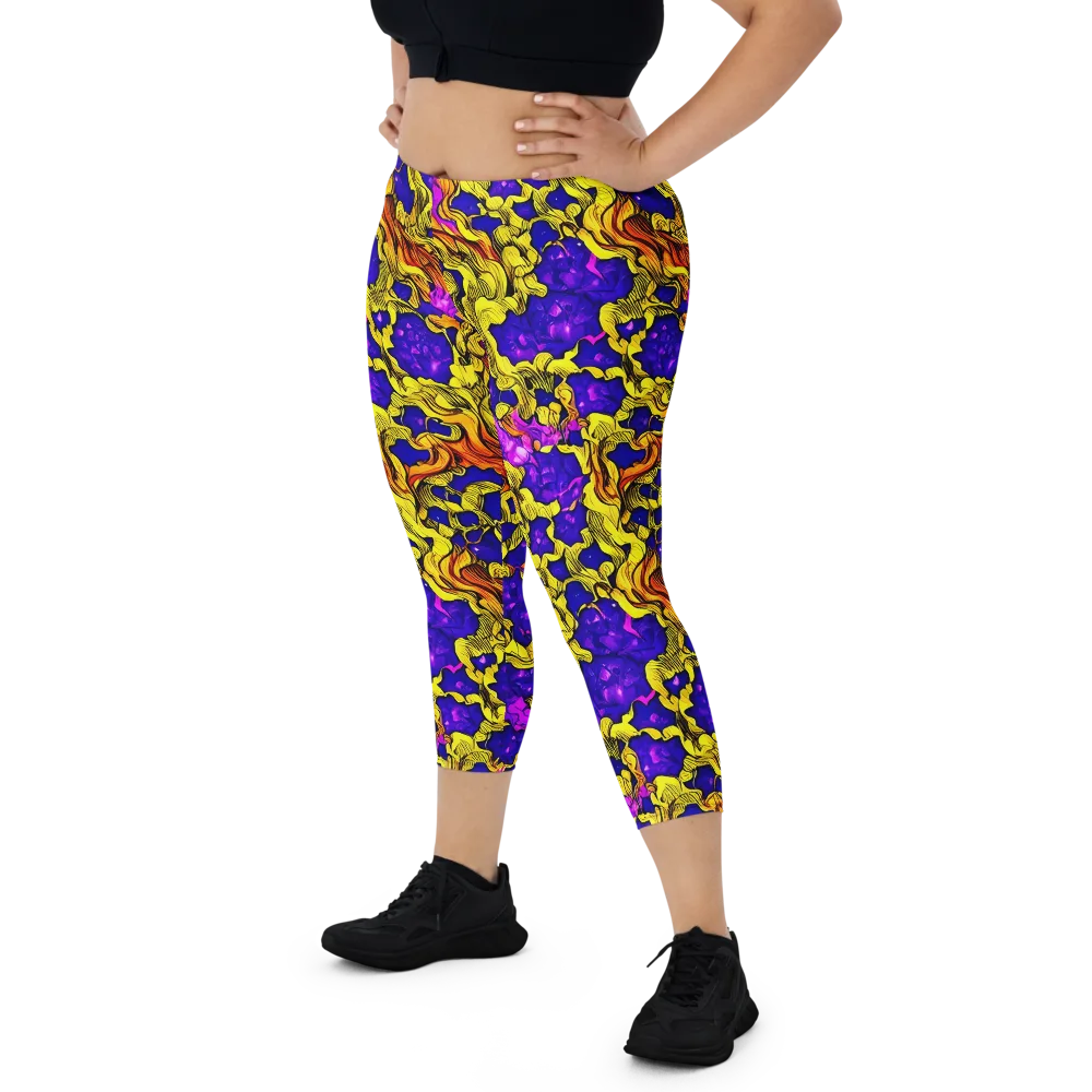 Ultraviolet Inferno on Capri Leggings — Front