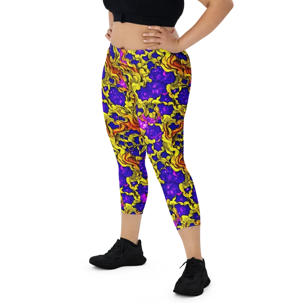 Ultraviolet Inferno on Capri Leggings — Front