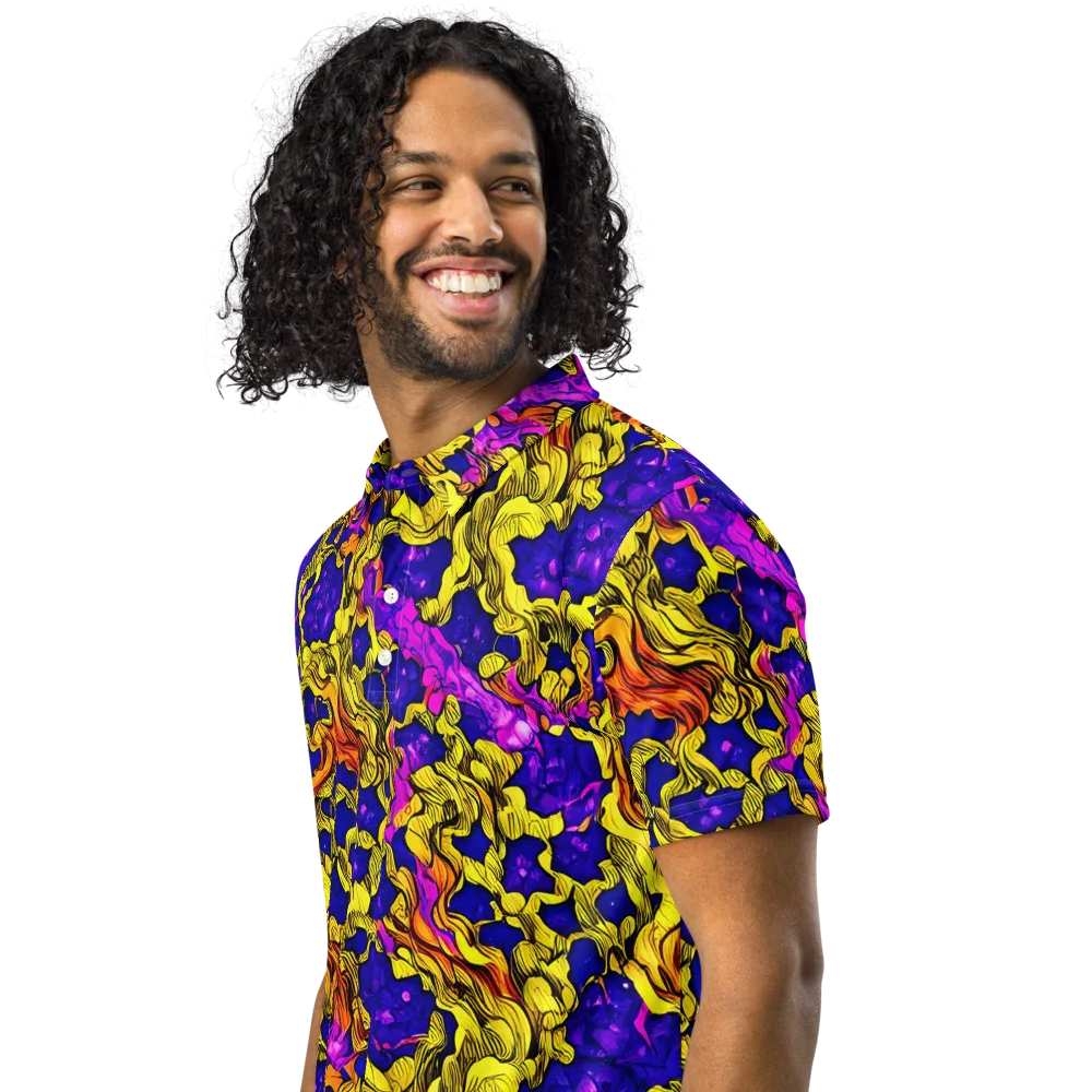 Ultraviolet Inferno on Men's Slim Fit Polo Shirt — Left Front
