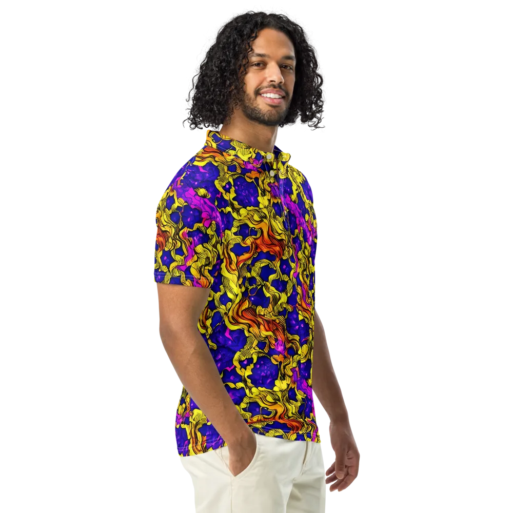 Ultraviolet Inferno on Men's Slim Fit Polo Shirt — Right Front
