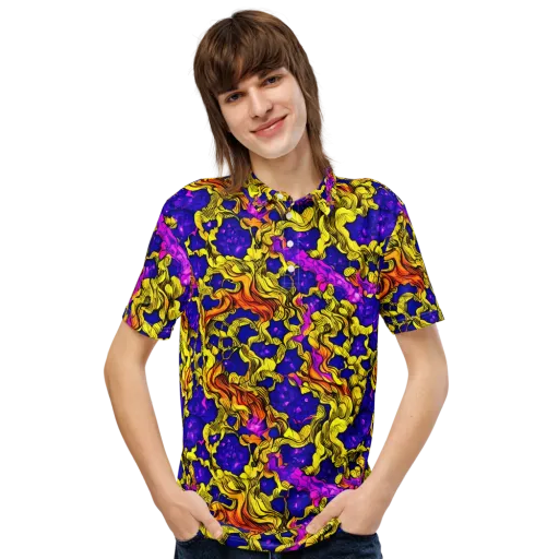 Ultraviolet Inferno on a Men's Slim Fit Polo Shirt
