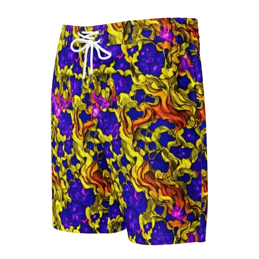 Ultraviolet Inferno on a Men's Board Shorts