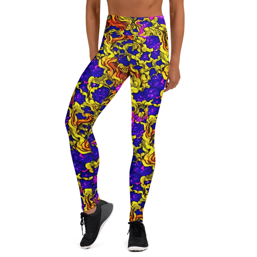 Ultraviolet Inferno on Yoga Leggings — Front