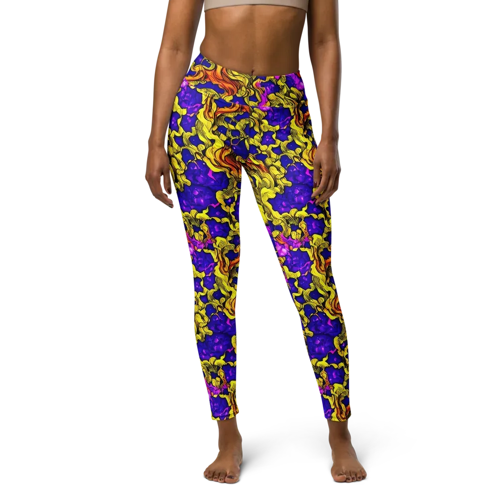 Ultraviolet Inferno on Yoga Leggings — Front