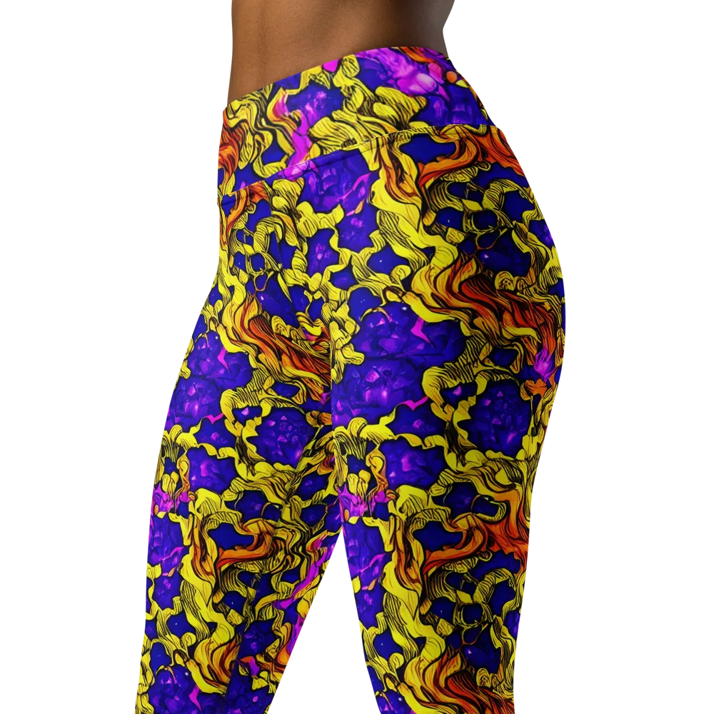 Ultraviolet Inferno on Yoga Leggings — Left Front