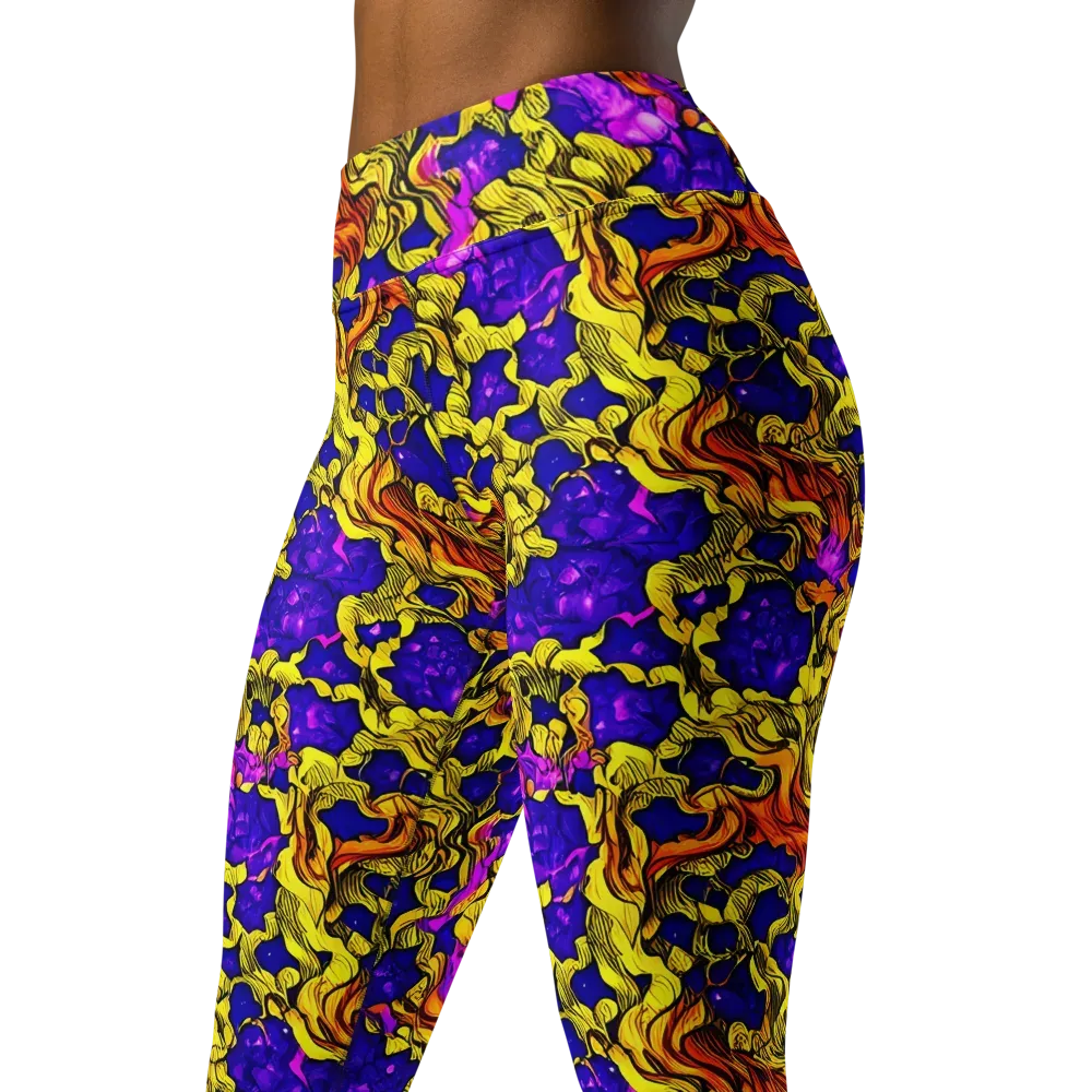 Ultraviolet Inferno on Yoga Leggings — Left Front