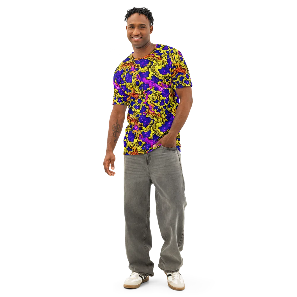 Ultraviolet Inferno on Men's Cotton Crew Neck T-Shirt — Front