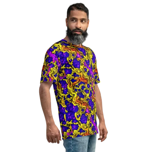 Ultraviolet Inferno on a Men's Crew Neck T-Shirt