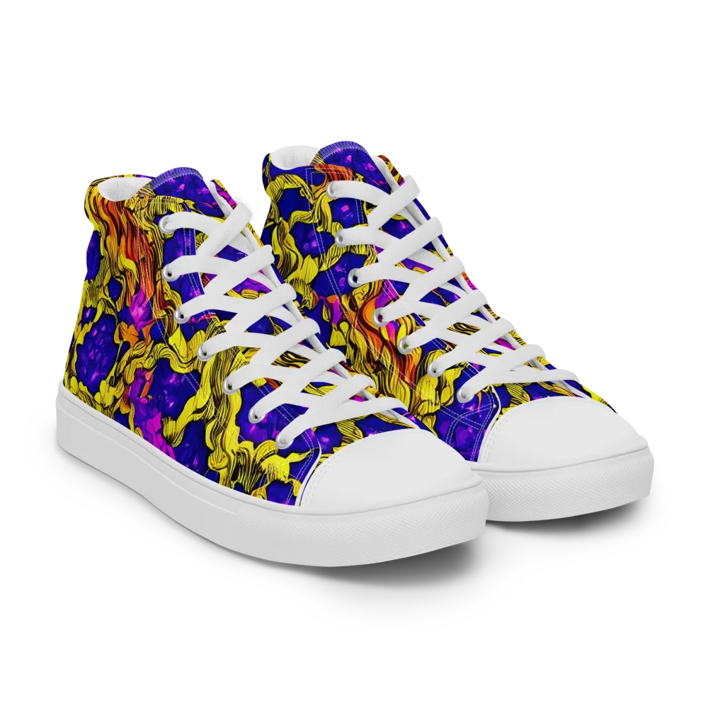 Ultraviolet Inferno on Men's High Top Canvas Shoes — Right Front