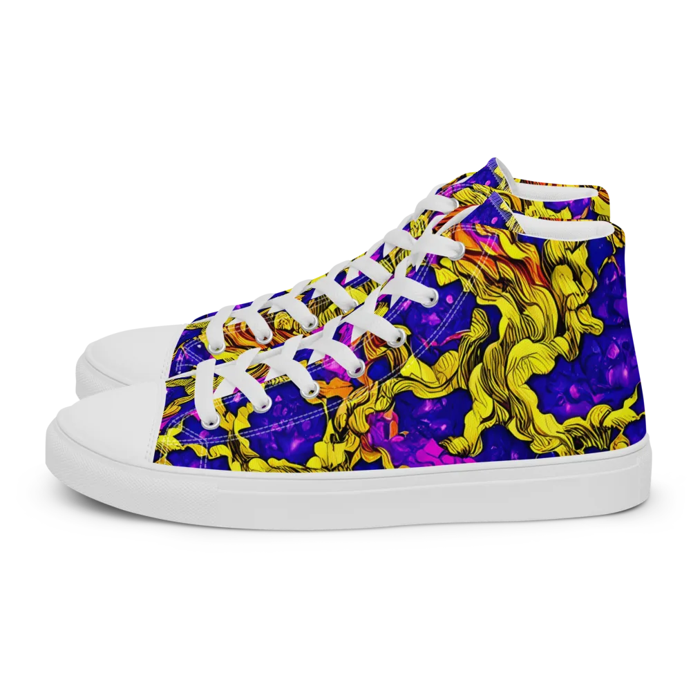 Ultraviolet Inferno on Men's High Top Canvas Shoes — Left
