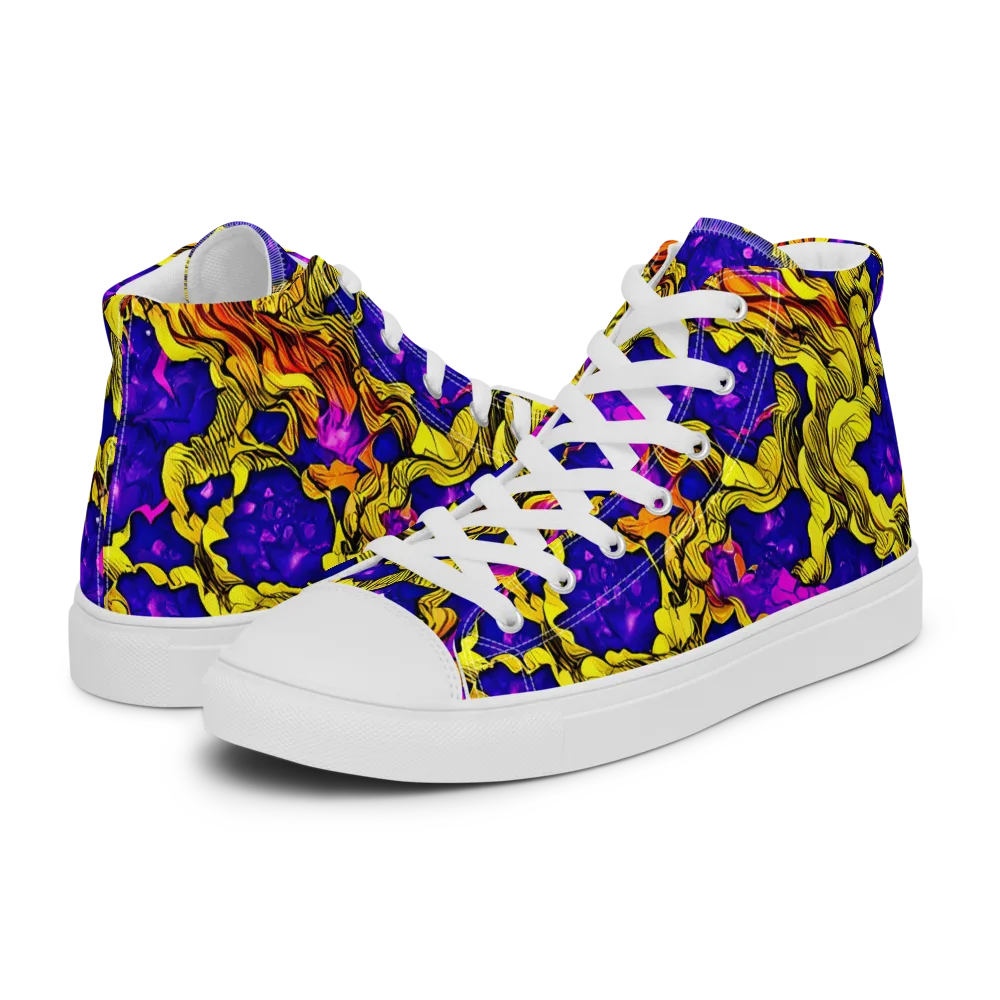 Ultraviolet Inferno on Men's High Top Canvas Shoes — Left