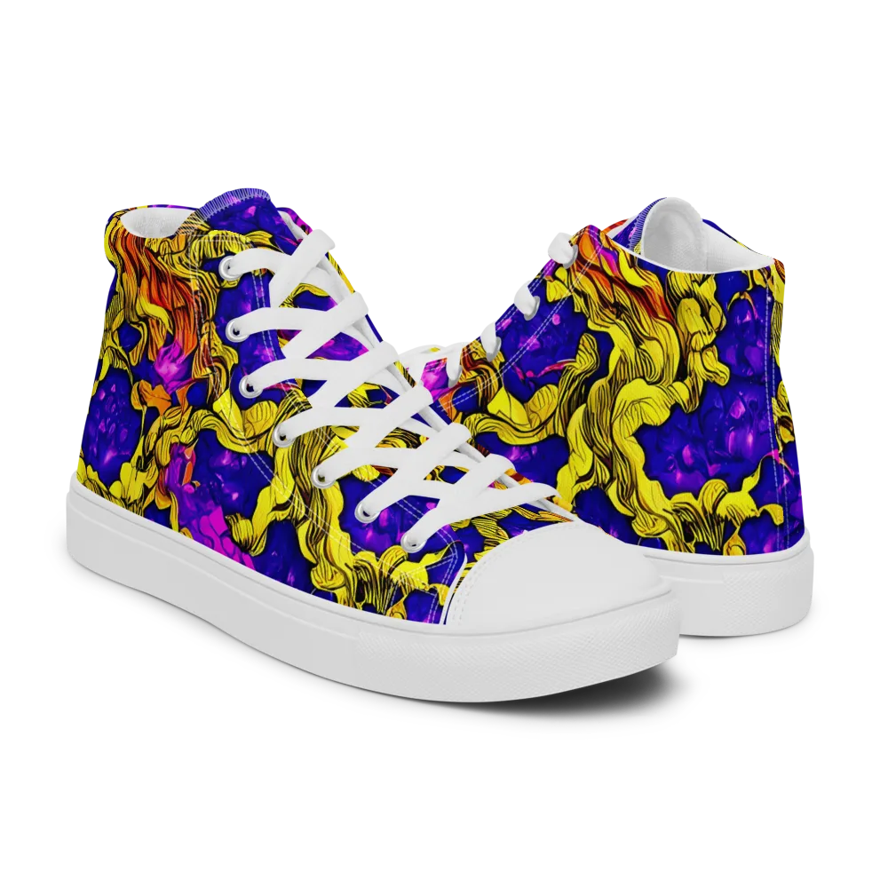 Ultraviolet Inferno on Men's High Top Canvas Shoes — Right