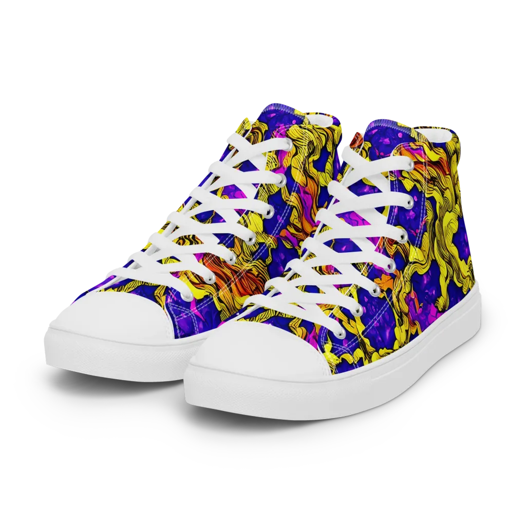 Ultraviolet Inferno on Women's High Top Canvas Shoes — Left Front