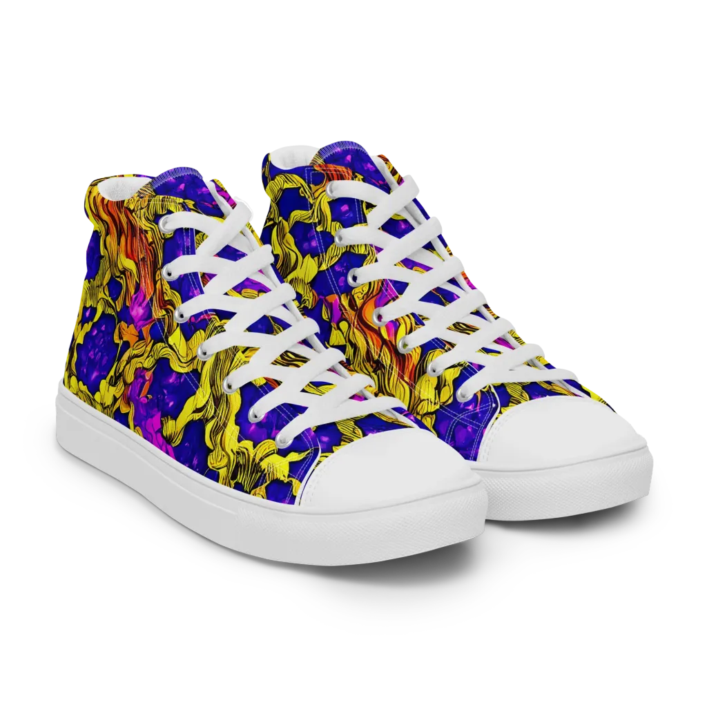 Ultraviolet Inferno on Women's High Top Canvas Shoes — Right Front