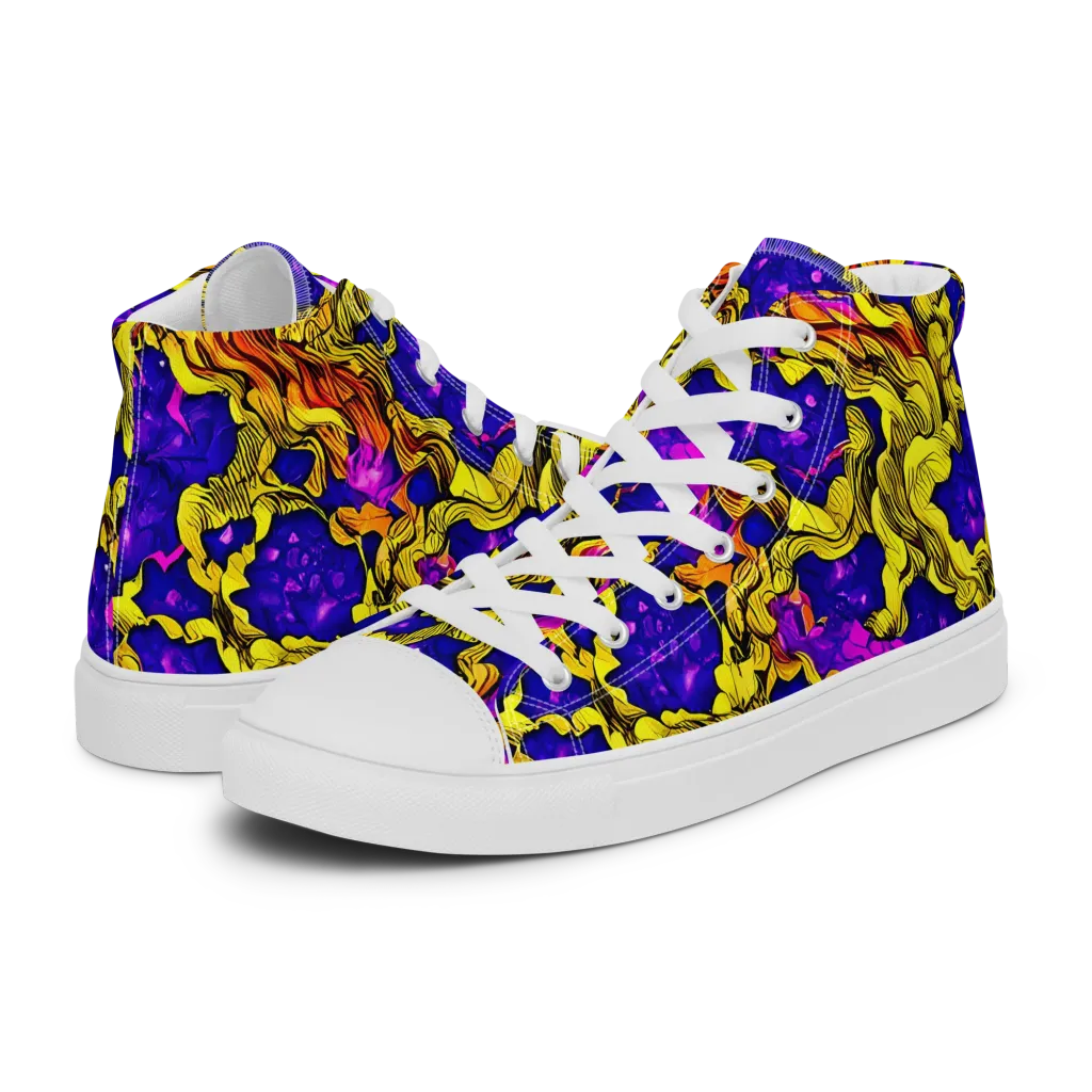 Ultraviolet Inferno on Women's High Top Canvas Shoes — Left