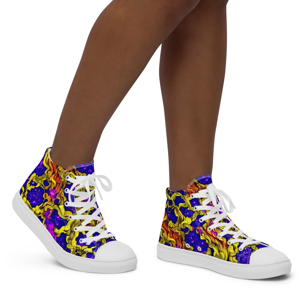 Ultraviolet Inferno on Women's High Top Canvas Shoes — Right