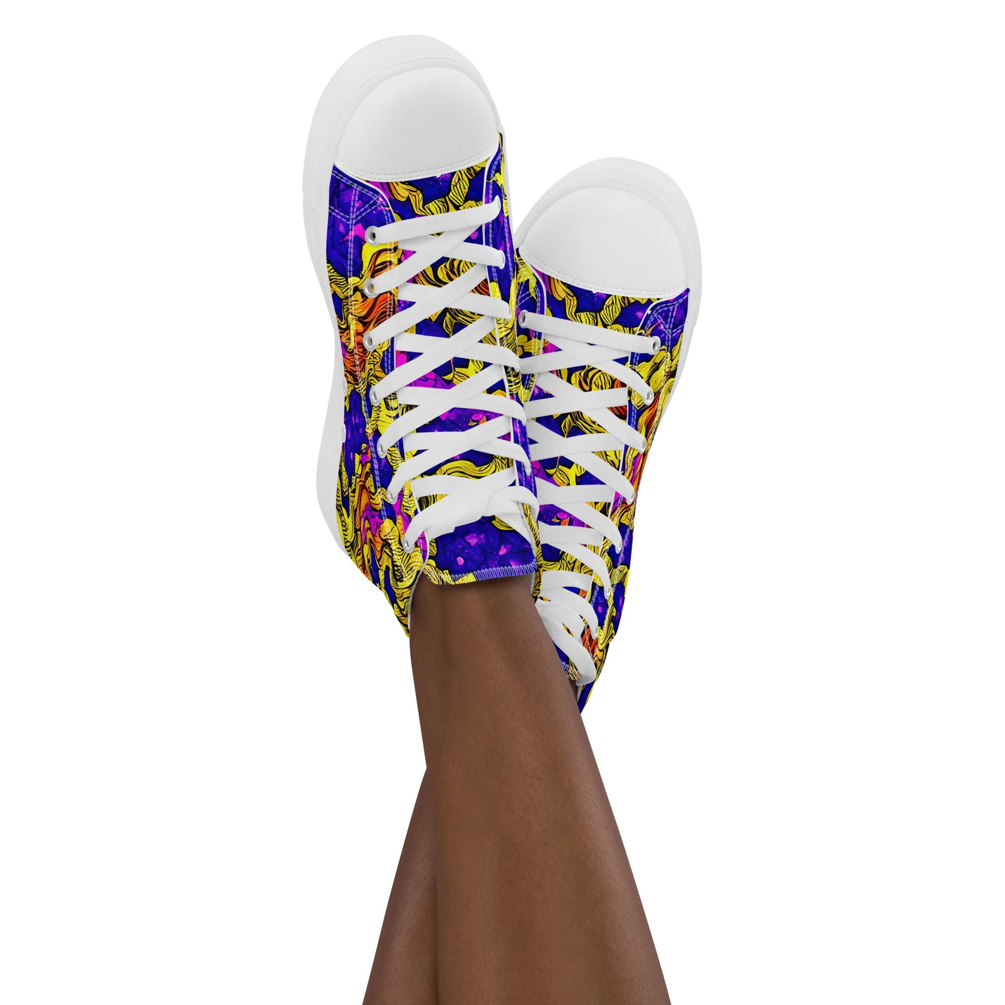 Ultraviolet Inferno on Women's High Top Canvas Shoes — Front