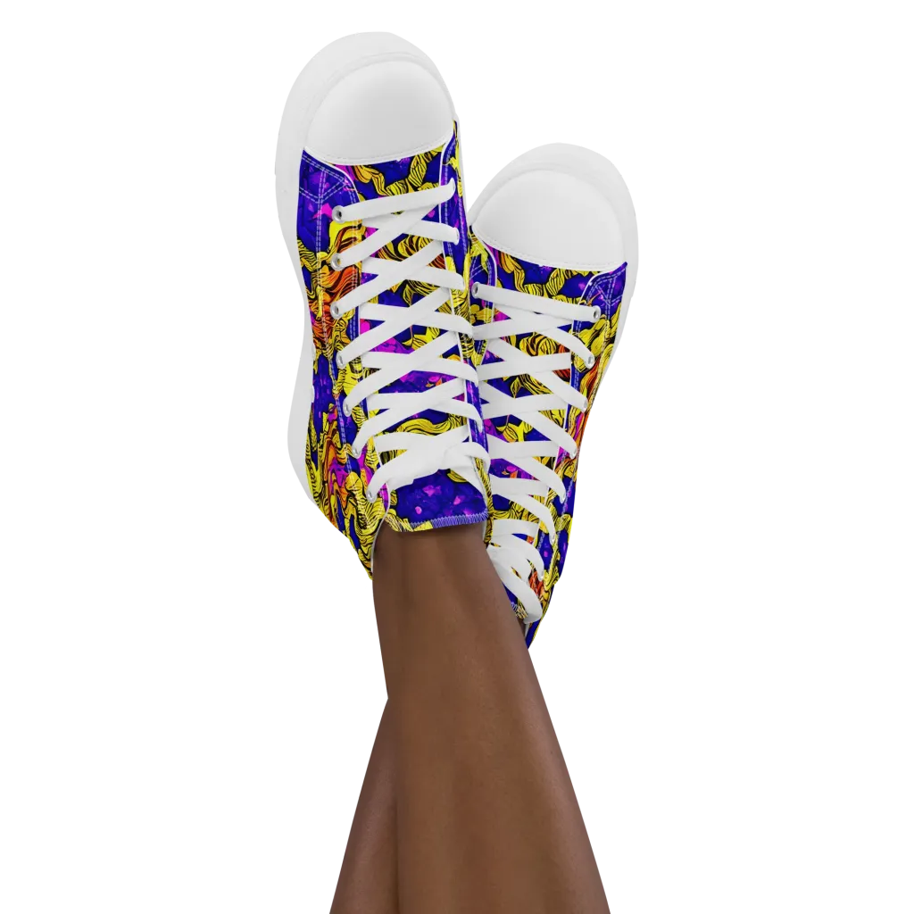 Ultraviolet Inferno on Women's High Top Canvas Shoes — Front