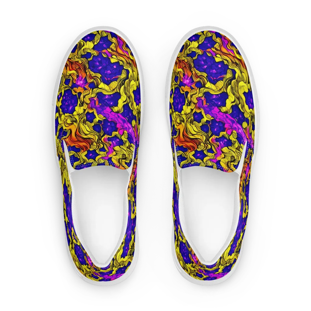 Ultraviolet Inferno on Men's Slip-On Canvas Shoes — Front