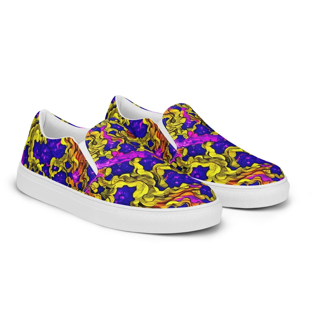 Ultraviolet Inferno on Men's Slip-On Canvas Shoes — Right Front