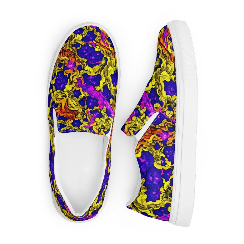 Ultraviolet Inferno on Men's Slip-On Canvas Shoes — Front