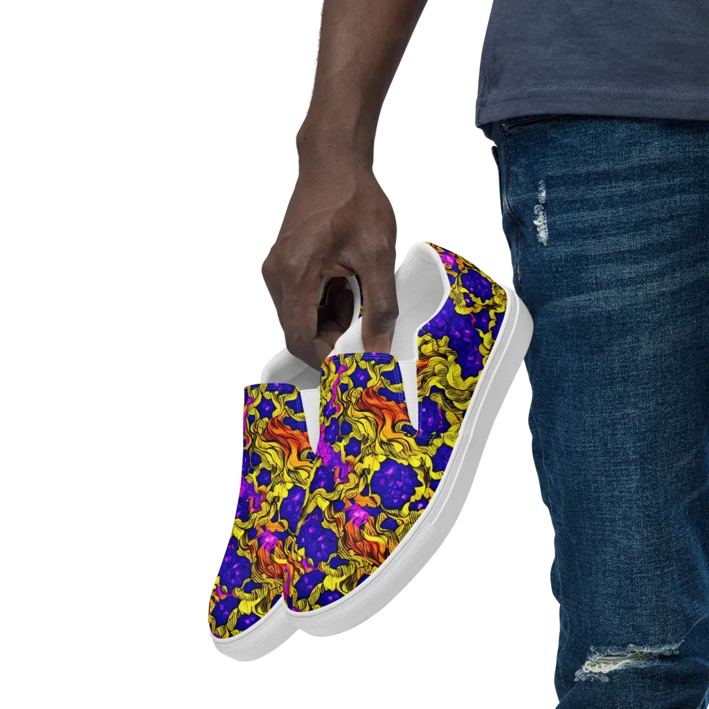 Ultraviolet Inferno on Men's Slip-On Canvas Shoes — Left Front