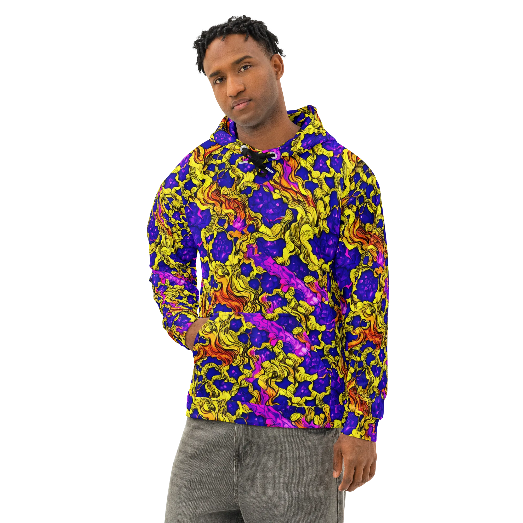 Ultraviolet Inferno on Cotton Hoodie — Left Front