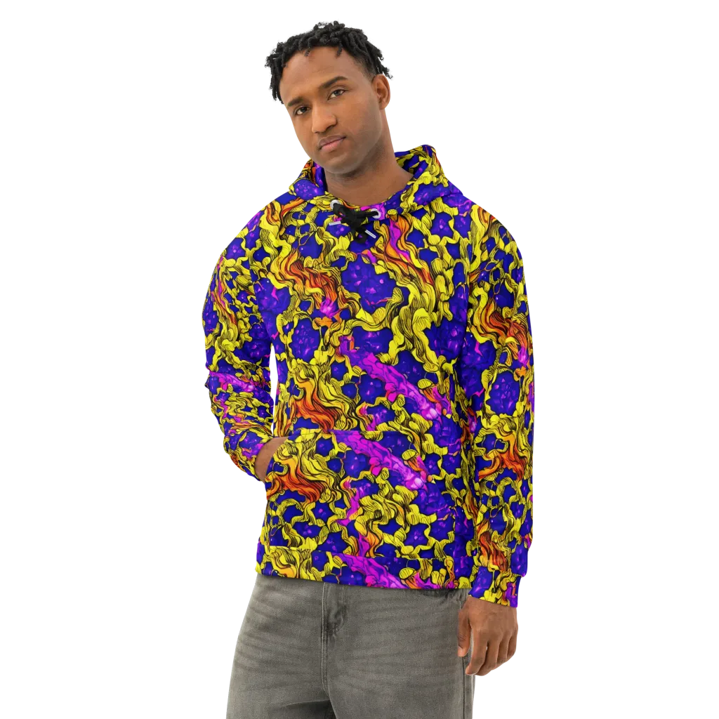 Ultraviolet Inferno on Cotton Hoodie — Left Front
