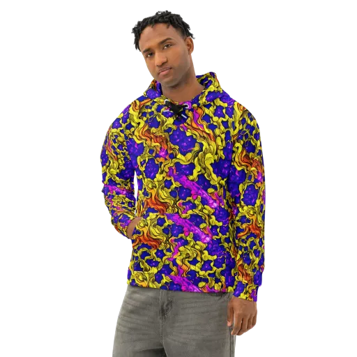 Ultraviolet Inferno on a Cotton Hoodie