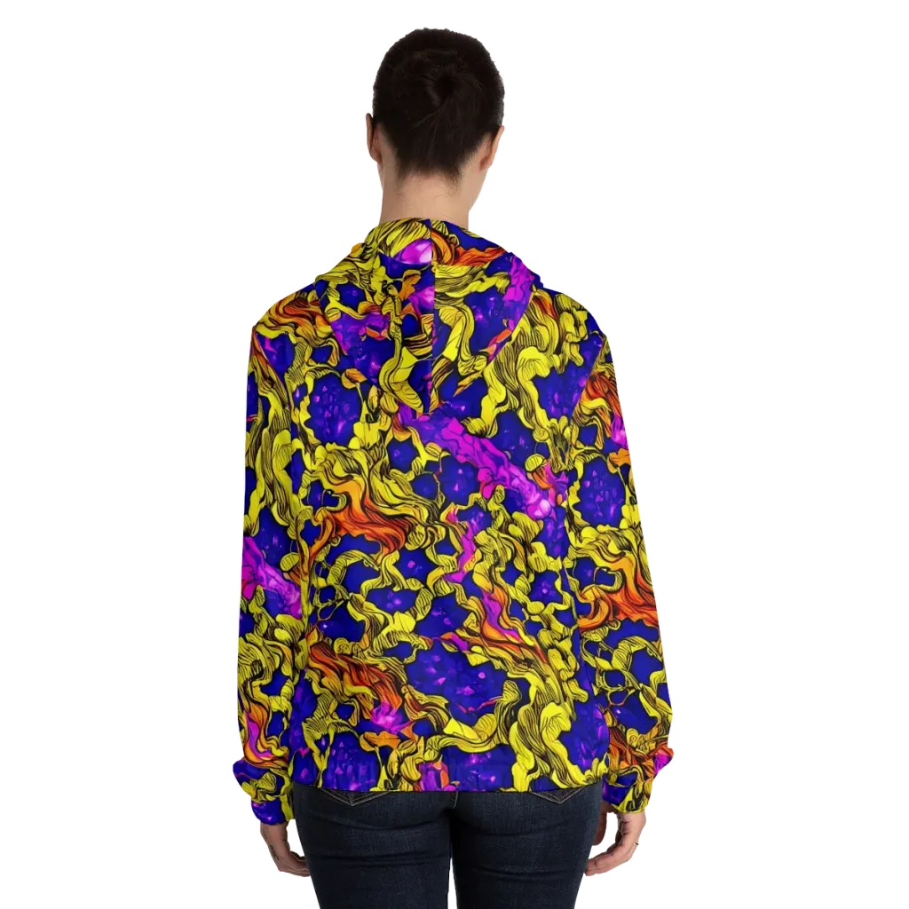 Ultraviolet Inferno on Women's Full-Zip Hoodie — Back On Person