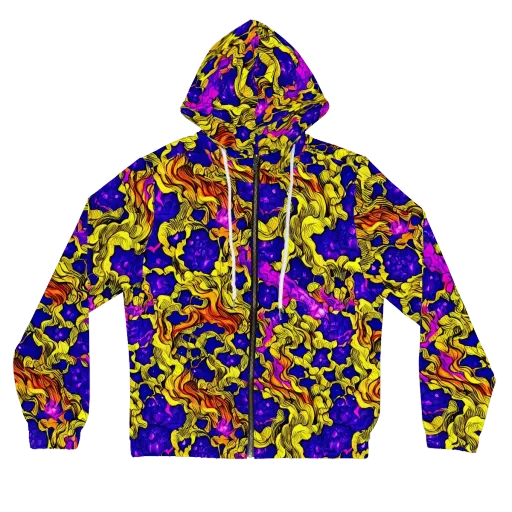 Ultraviolet Inferno on a Women's Full-Zip Hoodie