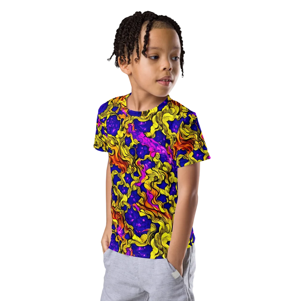 Ultraviolet Inferno on Kids Crew Neck T-Shirt — Left Front