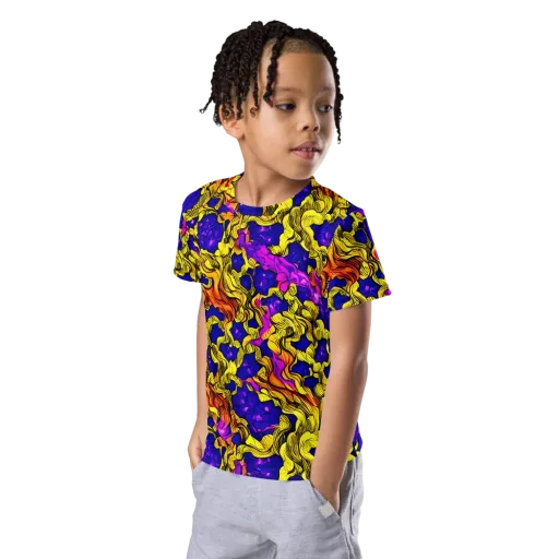 Ultraviolet Inferno on a Kids Crew Neck T-Shirt