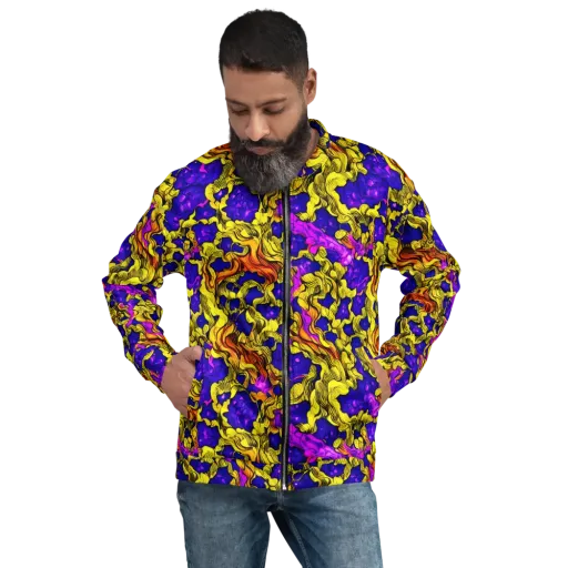 Ultraviolet Inferno on a Bomber Jacket