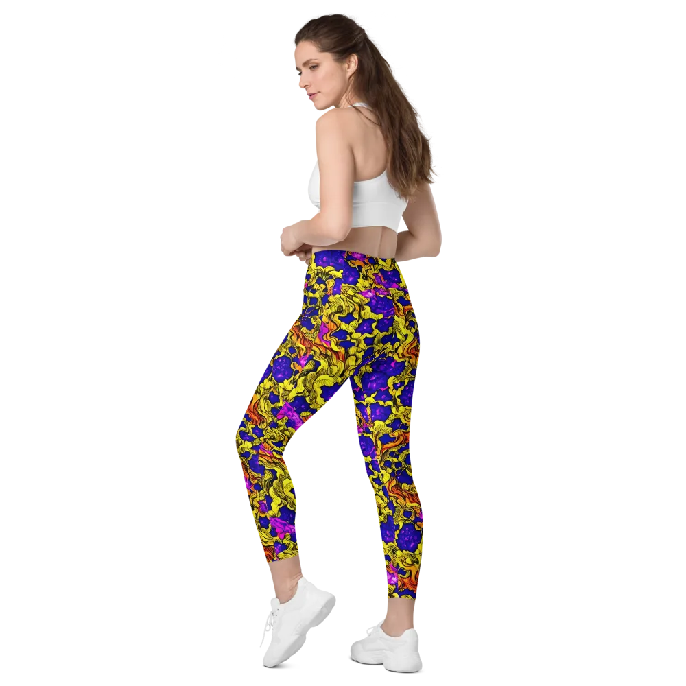 Ultraviolet Inferno on Leggings with Pockets — Left Back