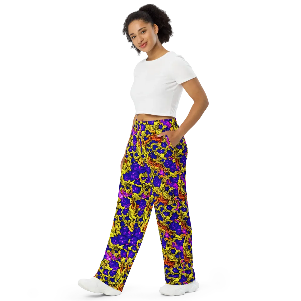 Ultraviolet Inferno on Wide-Leg Pants — Left Front
