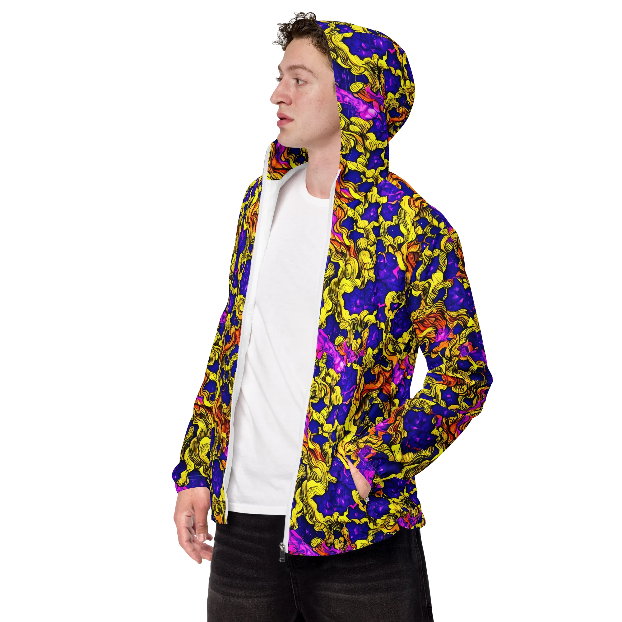 Ultraviolet Inferno on Men's Windbreaker — Left Front