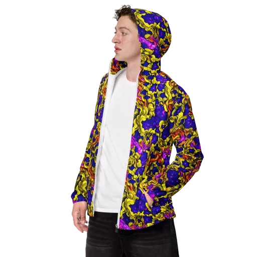 Ultraviolet Inferno on a Men's Windbreaker