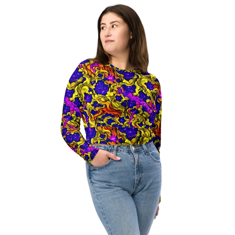 Ultraviolet Inferno on Long Sleeve Crop Top — Front