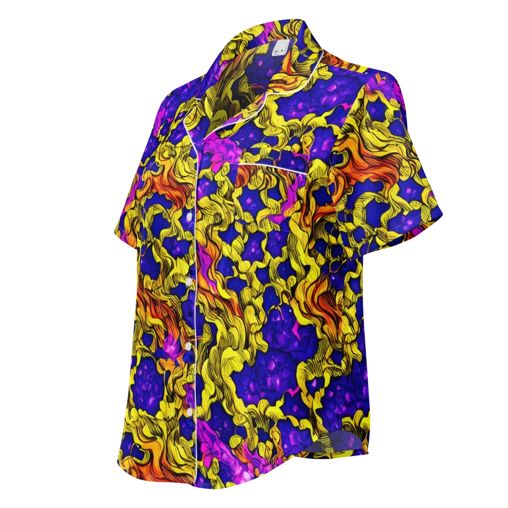 Ultraviolet Inferno on Women's Short Sleeve Pajama Top — Left Front