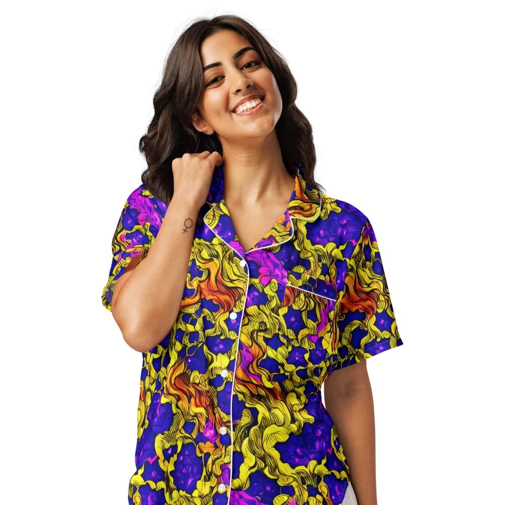 Ultraviolet Inferno on Women's Short Sleeve Pajama Top — Front