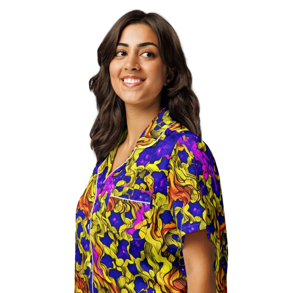 Ultraviolet Inferno on Women's Short Sleeve Pajama Top — Left Front