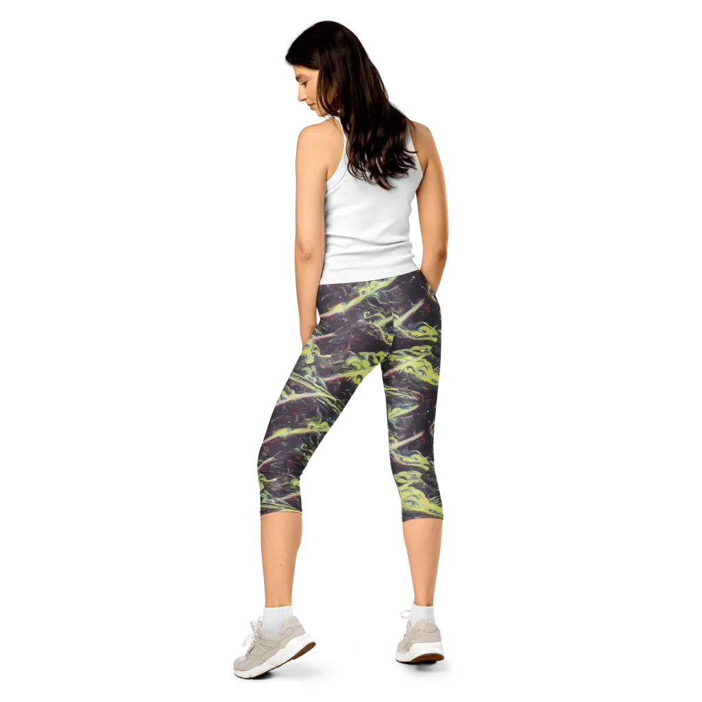 Vortex Garden on Capri Leggings — Back