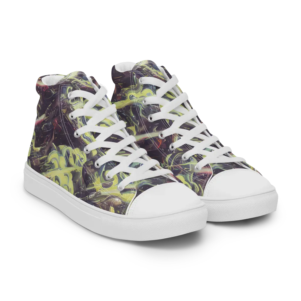 Vortex Garden on Men's High Top Canvas Shoes — Right Front