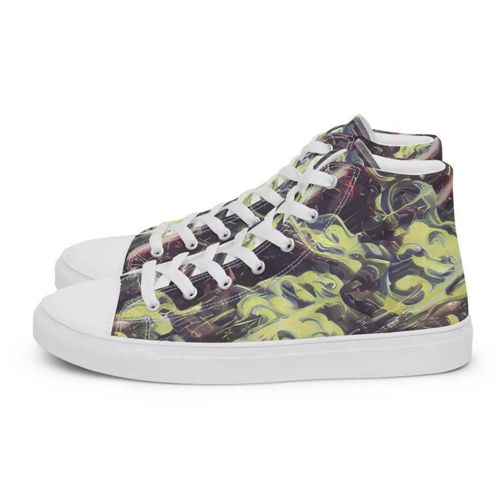 Vortex Garden on Men's High Top Canvas Shoes — Left