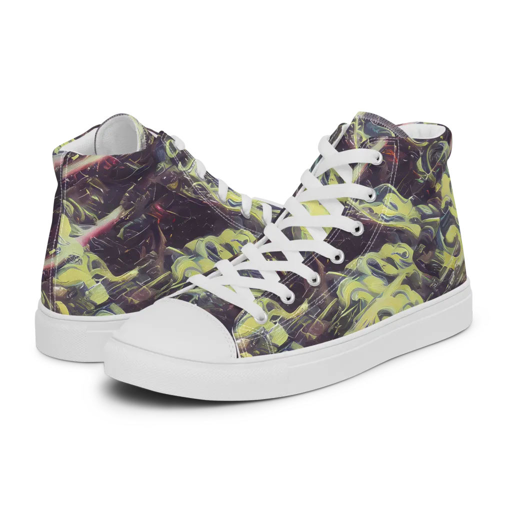 Vortex Garden on Men's High Top Canvas Shoes — Left