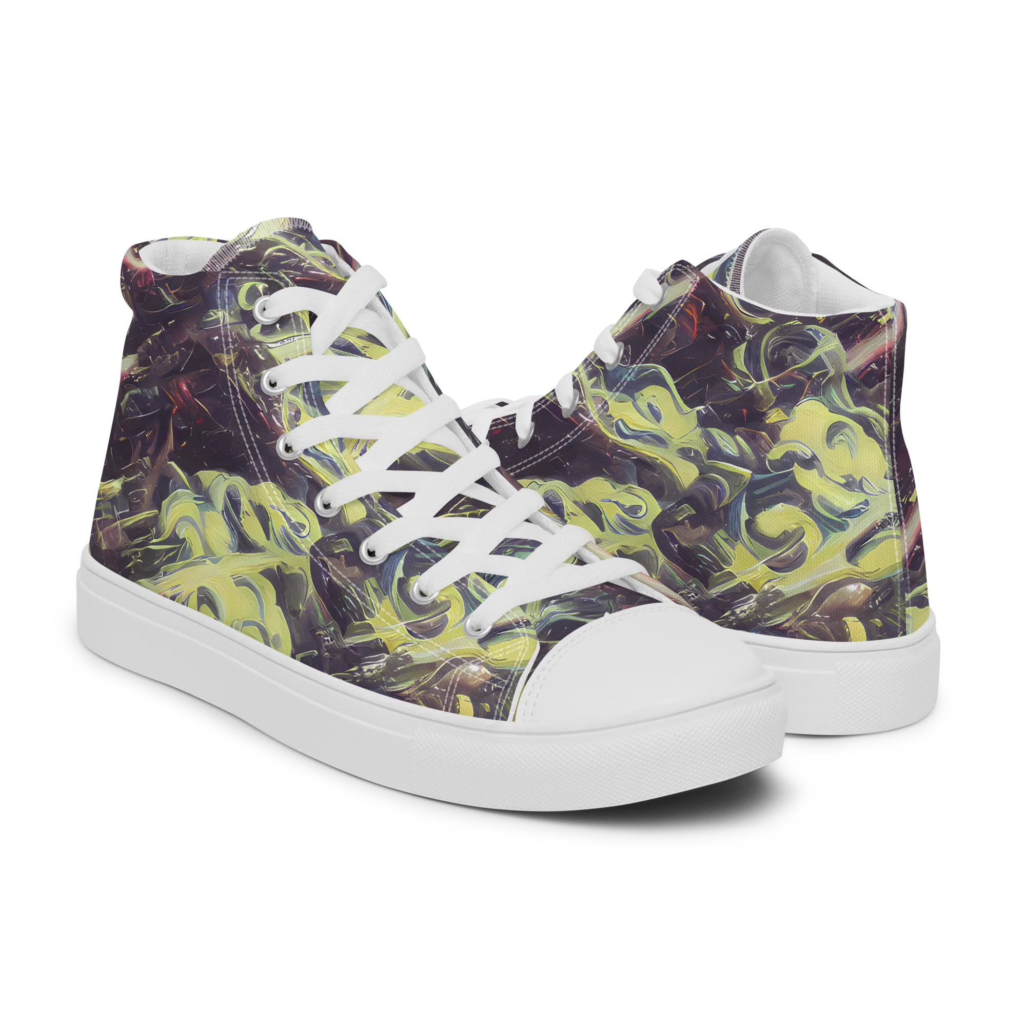 Vortex Garden on Men's High Top Canvas Shoes — Right