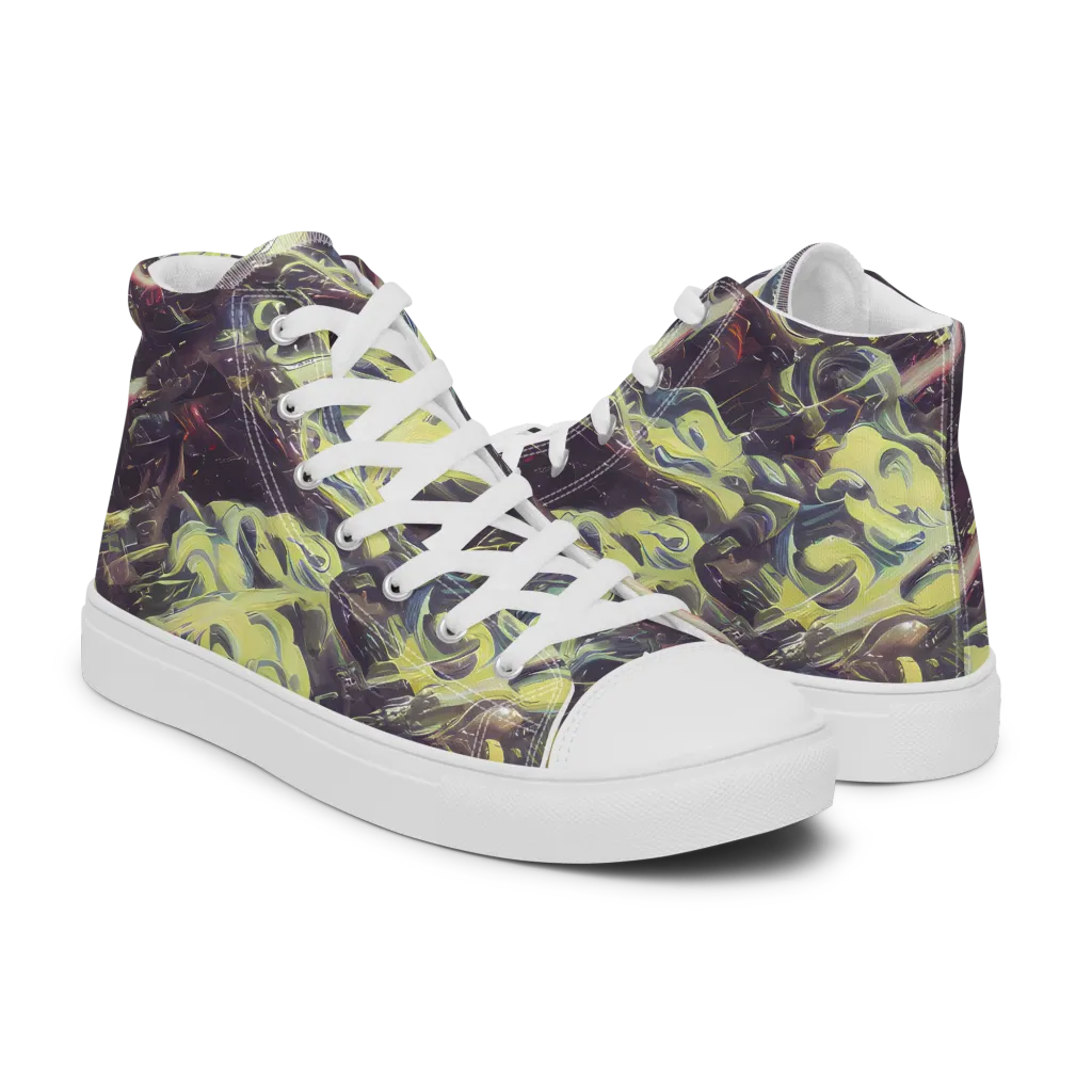 Vortex Garden on Men's High Top Canvas Shoes — Right