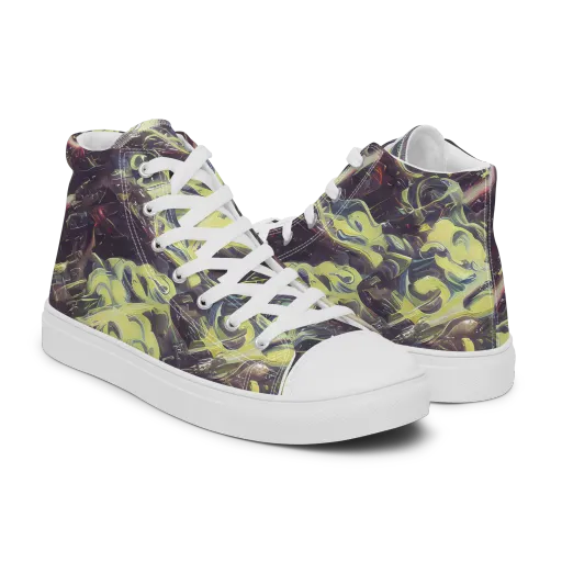 Vortex Garden on a Men's High Top Canvas Shoes